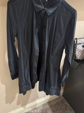 ANTONIO MELANI Black Long-Sleeve Button-Front Blouse